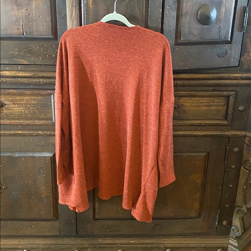 Elegant Rust Open Front Cardigan - Picture 2 of 2